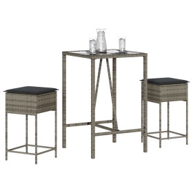 Juego de bar de jardín de 3 piezas con cojines ratán PE gris by , Garden sets - Ref: Foro24-3261462, Price: 213,48 €, Discoun...