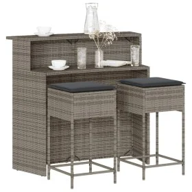 Juego de bar de jardín de 3 piezas con cojines ratán PE gris by , Garden sets - Ref: Foro24-3261488, Price: 301,69 €, Discoun...