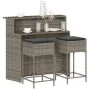 Juego de bar de jardín de 3 piezas con cojines ratán PE gris by , Garden sets - Ref: Foro24-3261488, Price: 301,69 €, Discoun...