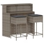 3-teiliges Gartenset mit grauen PE-Rattan-Kissen von , Gartensets - Ref: Foro24-3261488, Preis: 308,19 €, Rabatt: %