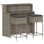 Juego de bar de jardín de 3 piezas con cojines ratán PE gris by , Garden sets - Ref: Foro24-3261488, Price: 301,69 €, Discoun...