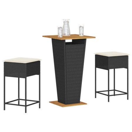 Juego de bar de jardín de 7 piezas con cojines ratán PE negro de , Conjuntos de jardín - Ref: Foro24-3261476, Precio: 246,34 €