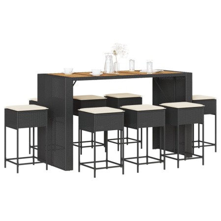 9-teiliges Gartenset für die Bar mit schwarzen PE-Rattan-Kissen. von , Gartensets - Ref: Foro24-3261519, Preis: 625,50 €, Rab...