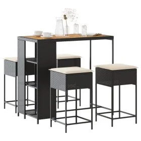 Juego de bar de jardín de 5 piezas con cojines ratán PE negro by , Garden sets - Ref: Foro24-3261497, Price: 319,55 €, Discou...