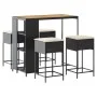Juego de bar de jardín de 5 piezas con cojines ratán PE negro by , Garden sets - Ref: Foro24-3261497, Price: 319,14 €, Discou...