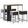 Juego de bar de jardín de 5 piezas con cojines ratán PE negro by , Garden sets - Ref: Foro24-3261497, Price: 317,46 €, Discou...