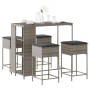 Juego de bar de jardín de 5 piezas con cojines ratán PE gris by , Garden sets - Ref: Foro24-3261495, Price: 324,70 €, Discoun...