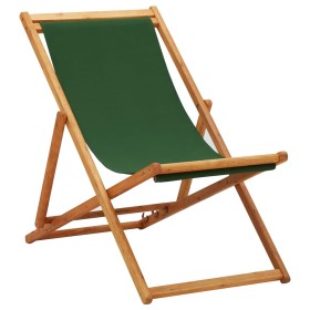 Silla de playa plegable madera de eucalipto y tela verde