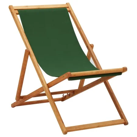 Folding beach chair made of eucalyptus wood and green fabric by vidaXL, Garden chairs - Ref: Foro24-310315, Price: 65,18 €, D...