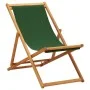 Folding beach chair made of eucalyptus wood and green fabric by vidaXL, Garden chairs - Ref: Foro24-310315, Price: 65,18 €, D...