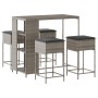 Juego de bar de jardín de 5 piezas con cojines ratán PE gris by , Garden sets - Ref: Foro24-3261495, Price: 324,70 €, Discoun...