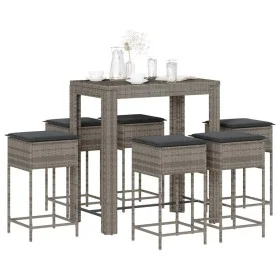 Juego de bar de jardín de 7 piezas con cojines ratán PE gris by , Garden sets - Ref: Foro24-3261457, Price: 393,27 €, Discoun...