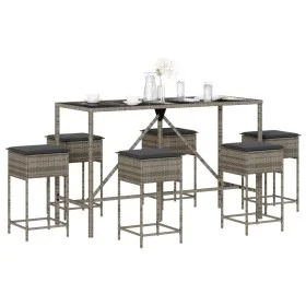 Juego de bar de jardín de 7 piezas con cojines ratán PE gris by , Garden sets - Ref: Foro24-3261474, Price: 397,67 €, Discoun...