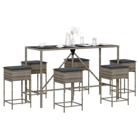 Juego de bar de jardín de 7 piezas con cojines ratán PE gris by , Garden sets - Ref: Foro24-3261474, Price: 404,31 €, Discoun...