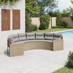 Sofá de jardín semicircular con cojines ratán sintético beige by , Outdoor sofas - Ref: Foro24-3318515, Price: 448,35 €, Disc...