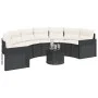 Sofá de jardín semicircular con mesa y cojines ratán PE negro by , Outdoor sofas - Ref: Foro24-3318517, Price: 481,92 €, Disc...