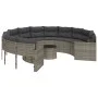 Sofá de jardín redondo con mesa y cojines ratán PE gris by , Outdoor sofas - Ref: Foro24-3318536, Price: 693,08 €, Discount: %