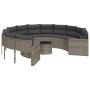 Sofá de jardín redondo con mesa y cojines ratán PE gris by , Outdoor sofas - Ref: Foro24-3318536, Price: 574,70 €, Discount: %