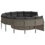 Sofá de jardín redondo con mesa y cojines ratán PE gris by , Outdoor sofas - Ref: Foro24-3318536, Price: 693,08 €, Discount: %