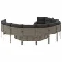 Sofá de jardín redondo con mesa y cojines ratán PE gris by , Outdoor sofas - Ref: Foro24-3318536, Price: 693,08 €, Discount: %