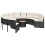 Sofá de jardín redondo con mesa y cojines ratán PE negro by , Outdoor sofas - Ref: Foro24-3318548, Price: 654,14 €, Discount: %