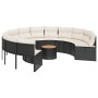 Sofá de jardín redondo con mesa y cojines ratán PE negro by , Outdoor sofas - Ref: Foro24-3318548, Price: 542,42 €, Discount: %