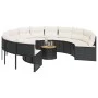 Sofá de jardín redondo con mesa y cojines ratán PE negro by , Outdoor sofas - Ref: Foro24-3318548, Price: 654,14 €, Discount: %
