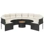 Sofá de jardín redondo con mesa y cojines ratán PE negro by , Outdoor sofas - Ref: Foro24-3318548, Price: 654,14 €, Discount: %
