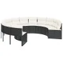 Sofá de jardín redondo con mesa y cojines ratán PE negro by , Outdoor sofas - Ref: Foro24-3318548, Price: 654,14 €, Discount: %