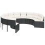 Sofá de jardín redondo con mesa y cojines ratán PE negro by , Outdoor sofas - Ref: Foro24-3318548, Price: 542,42 €, Discount: %