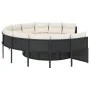 Sofá de jardín redondo con mesa y cojines ratán PE negro by , Outdoor sofas - Ref: Foro24-3318548, Price: 654,14 €, Discount: %