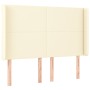 Cabecero con LED cuero sintético color crema 147x16x118/128 cm