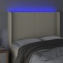 Cabecero con LED cuero sintético color crema 147x16x118/128 cm
