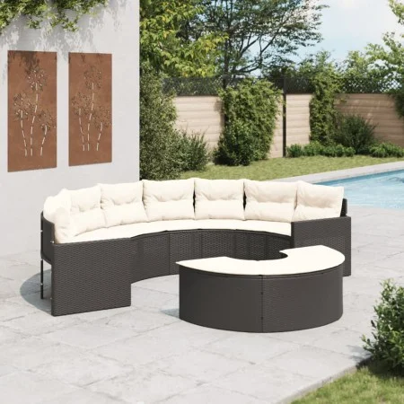 Sofá de jardín semicircular 2 piezas ratán sintético negro by , Outdoor sofas - Ref: Foro24-3262061, Price: 580,81 €, Discoun...