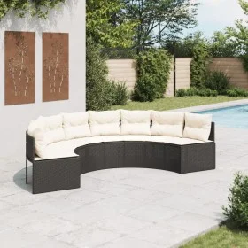 Sofá de jardín semicircular con cojines ratán sintético negro by , Outdoor sofas - Ref: Foro24-3318522, Price: 422,30 €, Disc...