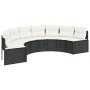 Halbrundes Gartensofa mit schwarzen Kissen aus synthetischem Rattan. von , Outdoor-Sofas - Ref: Foro24-3318522, Preis: 430,46...