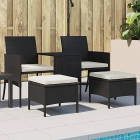 Zweiplätziges Gartensofa mit Tisch und Hockern aus schwarzem PE-Rattan. von , Outdoor-Sofas - Ref: Foro24-317626, Preis: 240,...
