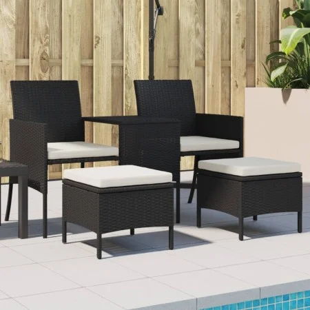 Sofá de jardín 2 plazas con mesa y taburetes ratán PE negro by , Outdoor sofas - Ref: Foro24-317626, Price: 240,77 €, Discoun...