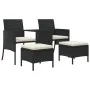 Sofá de jardín 2 plazas con mesa y taburetes ratán PE negro by , Outdoor sofas - Ref: Foro24-317626, Price: 240,77 €, Discoun...