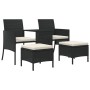 Zweiplätziges Gartensofa mit Tisch und Hockern aus schwarzem PE-Rattan. von , Outdoor-Sofas - Ref: Foro24-317626, Preis: 244,...