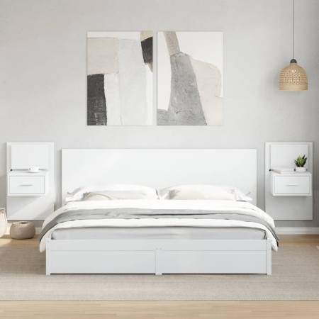 Wand-Nachttische mit LED-Lichtern, 2 Stück, weiß von , Nachttische - Ref: Foro24-848158, Preis: 135,79 €, Rabatt: %