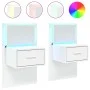 Mesitas de noche de pared con luces LED 2 unidades blanco by , Nightstands - Ref: Foro24-848158, Price: 131,76 €, Discount: %
