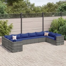 Set de muebles de jardín 10 pzas y cojines ratán sintético gris by , Garden sets - Ref: Foro24-3308287, Price: 656,44 €, Disc...