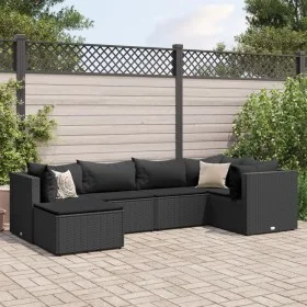 Set muebles de jardín 6 piezas y cojines ratán sintético negro by , Garden sets - Ref: Foro24-3308211, Price: 445,73 €, Disco...