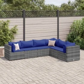 Gartenmöbel-Set, 6-teilig, mit grauen Polstern aus synthetischem Rattan. von , Gartensets - Ref: Foro24-3308143, Preis: 389,5...