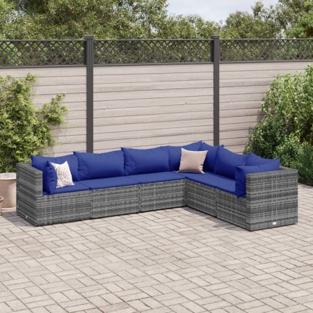 Gartenmöbel-Set, 6-teilig, mit grauen Polstern aus synthetischem Rattan. von , Gartensets - Ref: Foro24-3308143, Preis: 393,6...