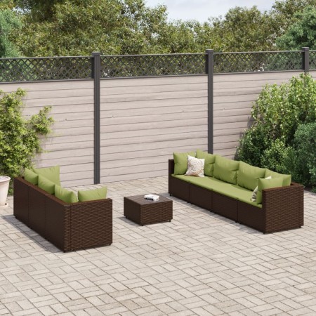 Set sofás de jardín 8 piezas y cojines ratán sintético marrón by , Garden sets - Ref: Foro24-3308038, Price: 599,06 €, Discou...