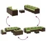 Set aus 8-teiligen Gartensofas und Kissen aus braunem Kunststoff-Rattan. von , Gartensets - Ref: Foro24-3308038, Preis: 588,0...