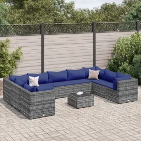 Gartenmöbel-Set, 10-teilig, mit grauen Kissen aus synthetischem Rattan. von , Gartensets - Ref: Foro24-3308279, Preis: 611,20...