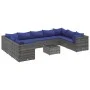 Set de muebles de jardín 10 pzas y cojines ratán sintético gris de , Conjuntos de jardín - Ref: Foro24-3308279, Precio: 611,8...